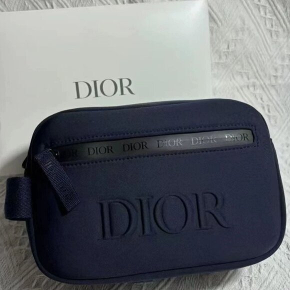 Dior Dark Blue Dopp Bag Navy Toiletry Travel Case Pouch Brand New in Box - Picture 1 of 9